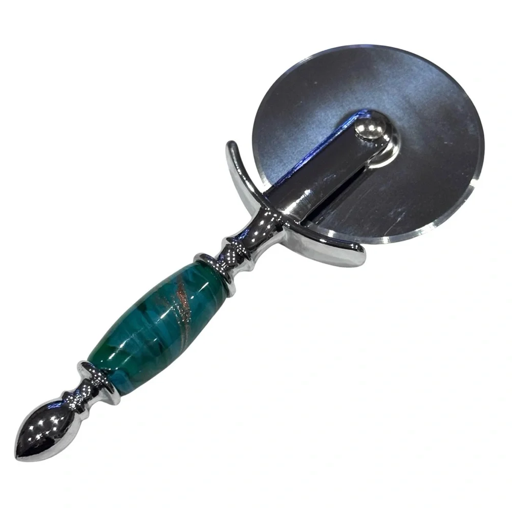 Murano Glass Handle Pizza Cutter Kitchen Tool Gadget Inox Italy Green Glass